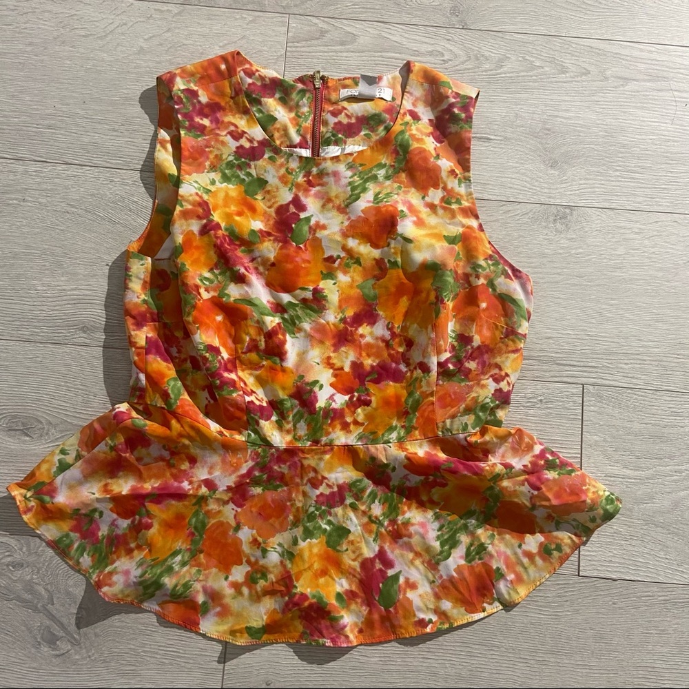 Large Floral peplum blouse